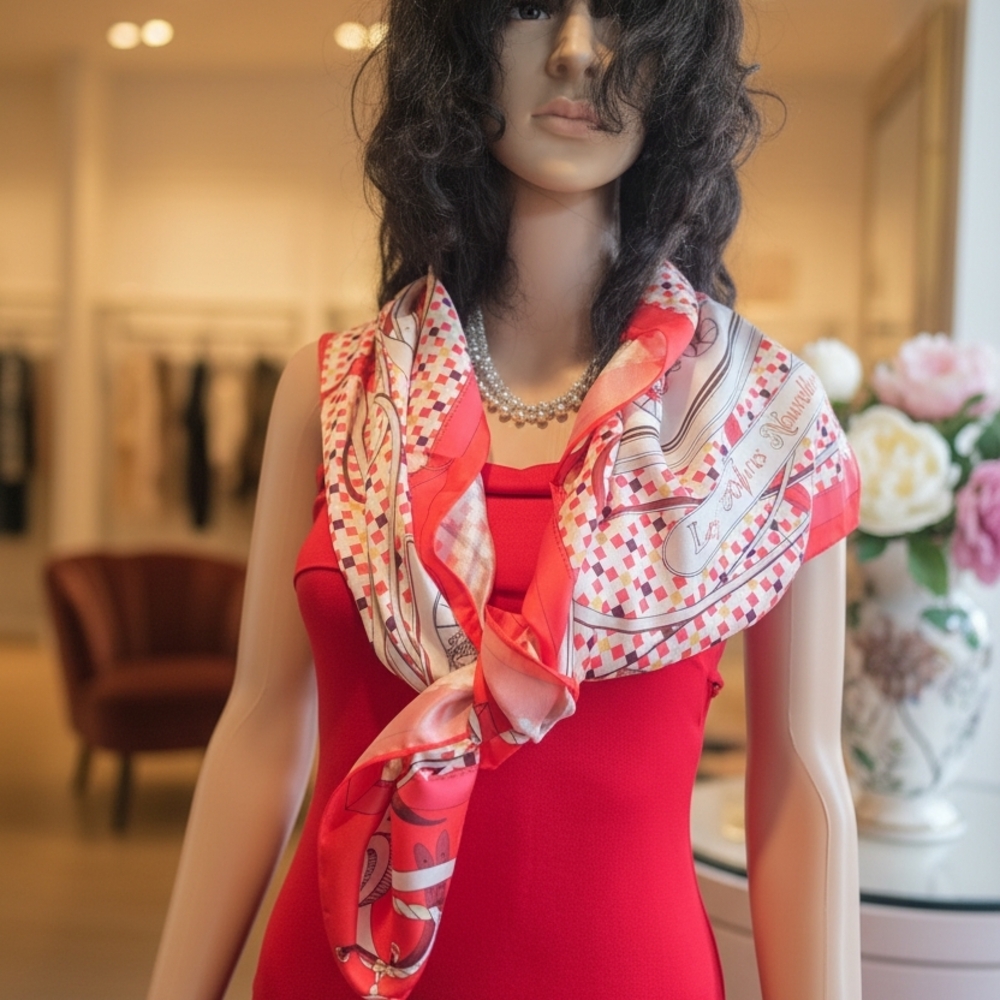 Elegant Red and White Scarf